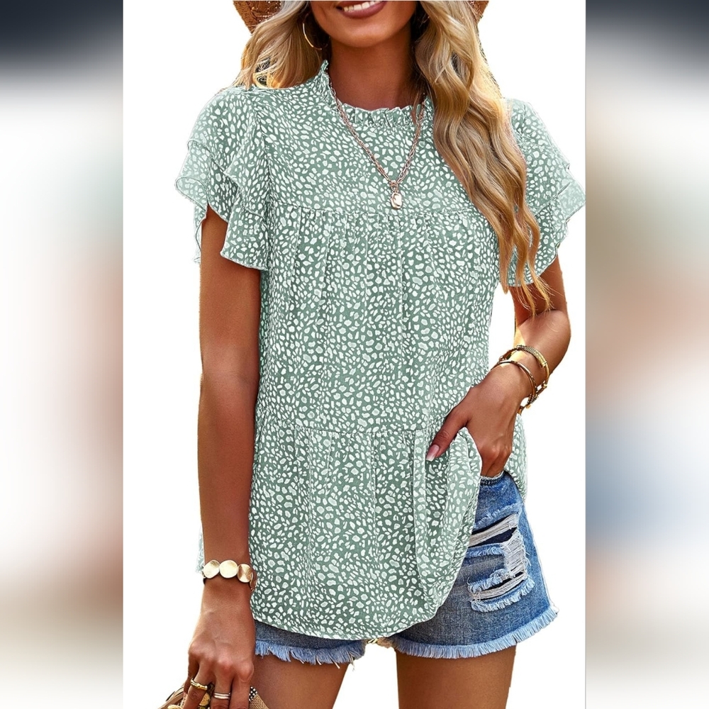 PRETTYGARDEN Women's Green Chiffon Top